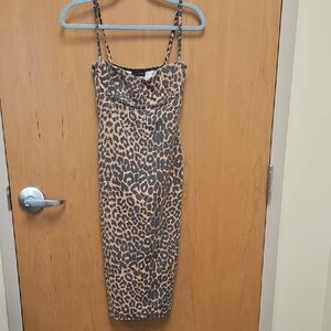 PrettyLittleThing Brown Leopard Midi Dress